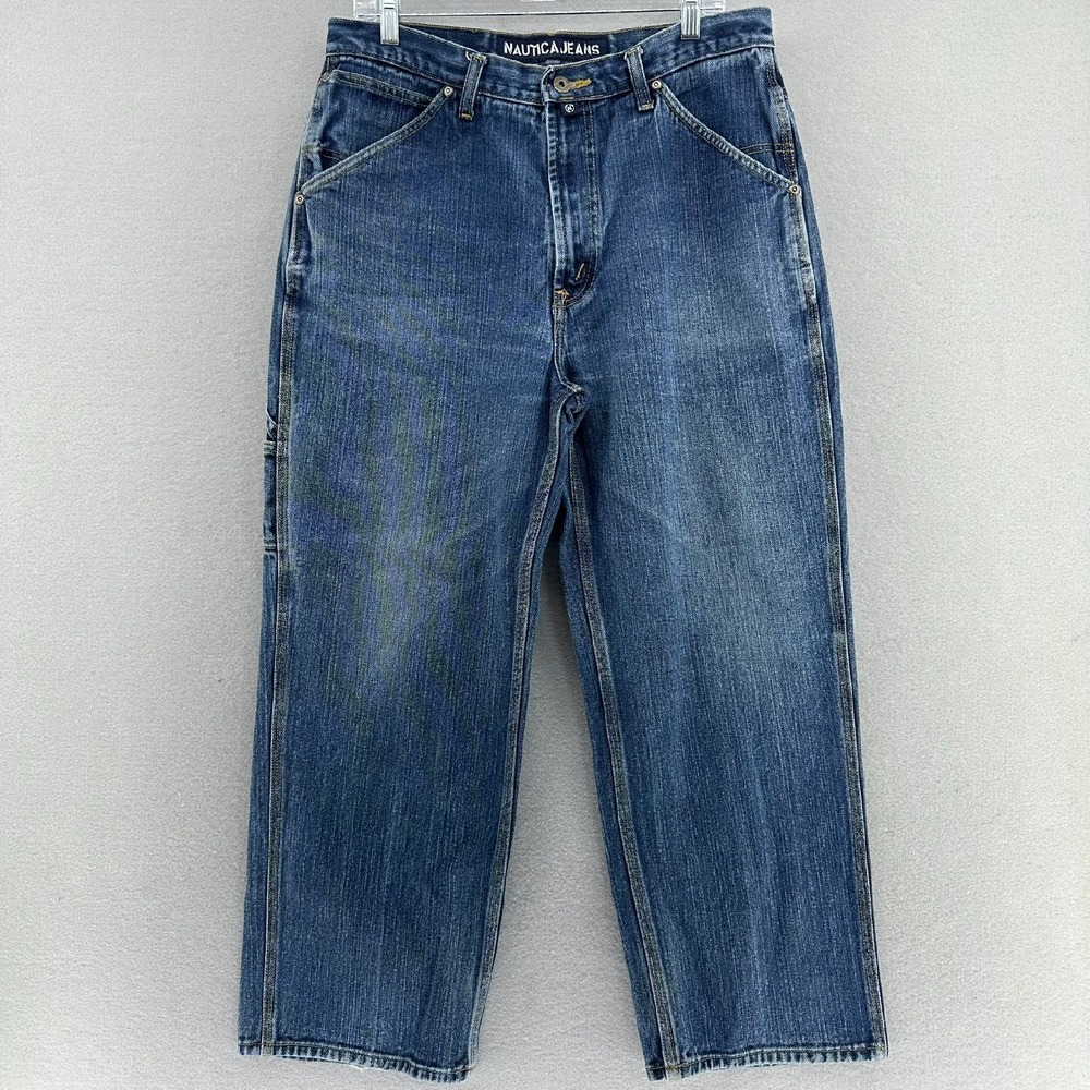 Y2K Nautica Carpenter Loose Medium Wash Denim Blue Jeans SZ 34x30 (33x27) Preppy
